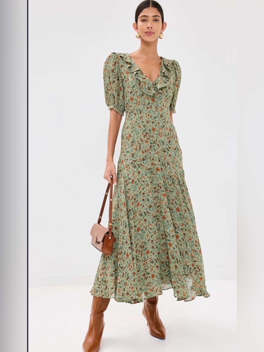Reformation Evra Floral Print Dress in Ponderosa sz 4